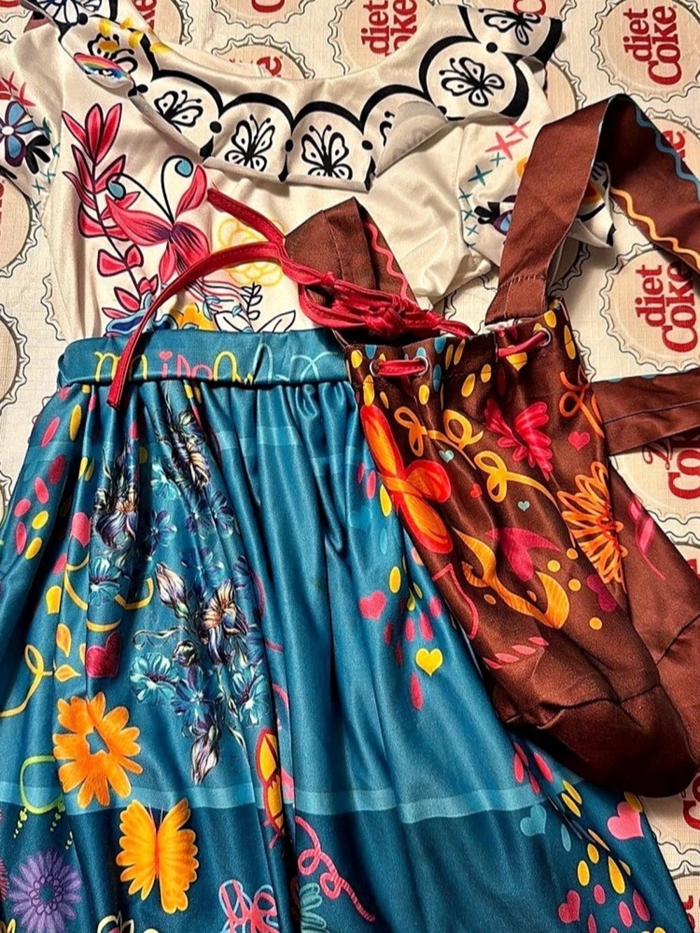 Disney Encanto Mirabel Costume Dress with Bag Blue & Brown Size 120